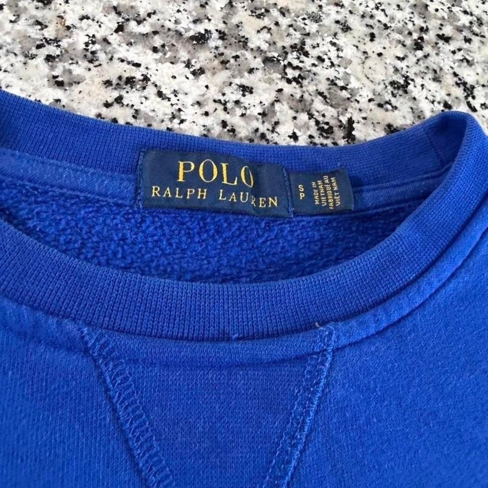 Polo Ralph Lauren Blue Ski Polo Bear Fleece Sweatshirt Small - Picture 3 of 5
